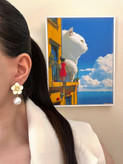 گوشواره های مینیمال مرواریدی میناکاری ضد حساسیت میخ نقره 021